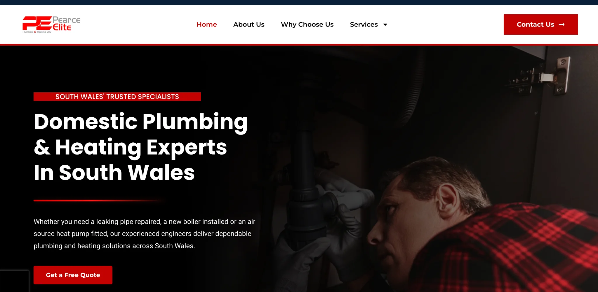 Example premium plumbing and heating website design
